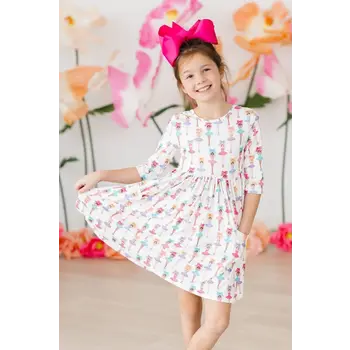 Mila & Rose Mila & Rose Ballerina Bows 3/4 Sleeve Pocket Twirl Dress