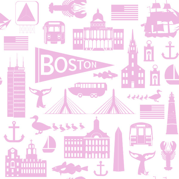 Sidetrack Sidetrack Boston Icons Blanket White/Pink 26x26"