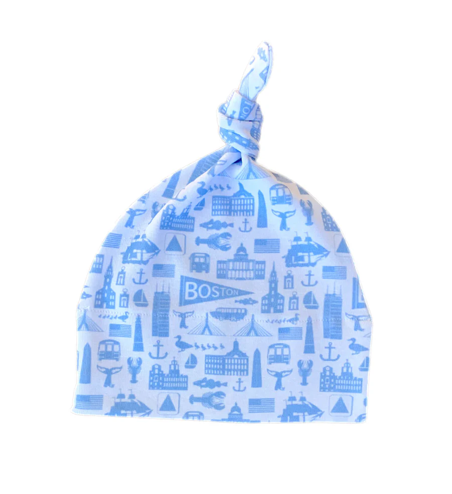 Sidetrack Sidetrack Boston Icons Knit Hat 0-6m - White/Blue