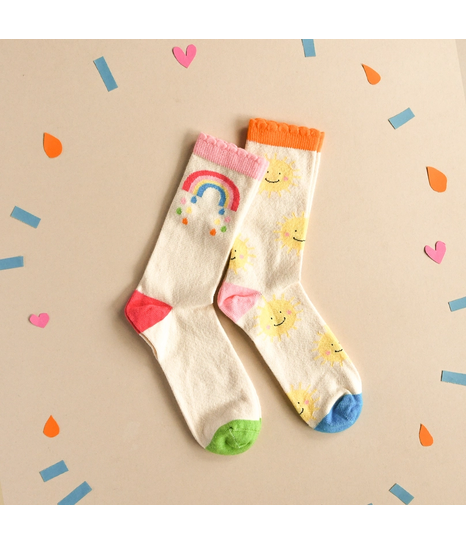 Vintage Rainbow & Sun 2 Pack Socks Vintage Rainbow & Sun 2 Pack Socks