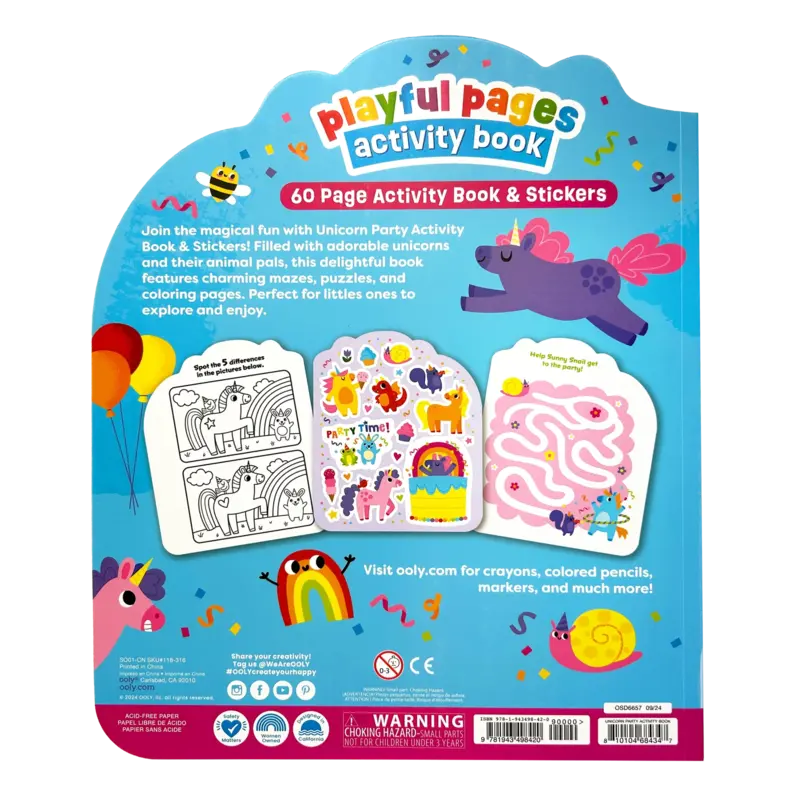 ooly Playful Pages Activity Book - Unicorn Party!