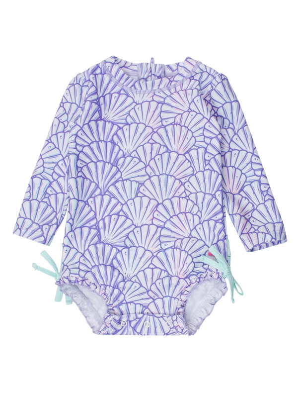 RuffleButts Rufflebutts Magical Mermaid Long Sleeve One Piece Rash Guard