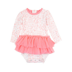 RuffleButts Rufflebutts By The Seaside Tulle Skirted One Piece Rash Guard