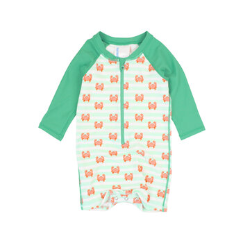 RuffleButts Rufflebutts Crabby Cove Long Sleeve One Piece Rushguard