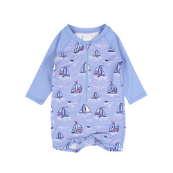 RuffleButts Rufflebutts Seas The Day Long Sleeve One Piece Rushguard