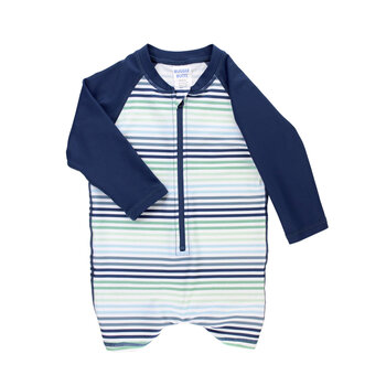 RuffleButts Rufflebutts Coastal Stripes Long Sleeve One Piece Rashguard