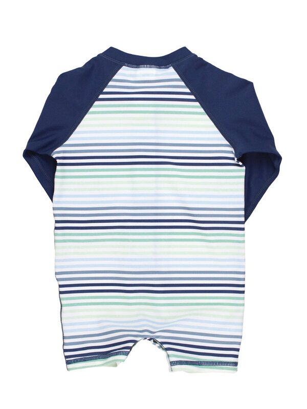 RuffleButts Rufflebutts Coastal Stripes Long Sleeve One Piece Rashguard