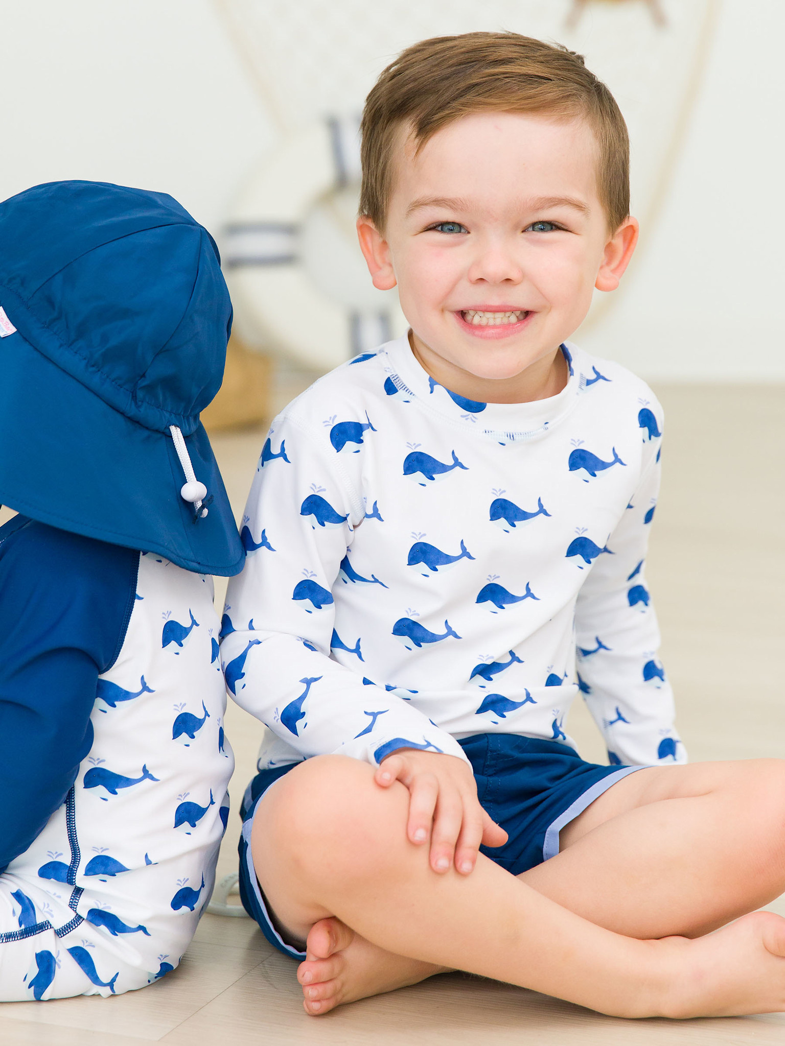 RuffleButts Rufflebutts Whale Friends Long Sleeve Rashguard