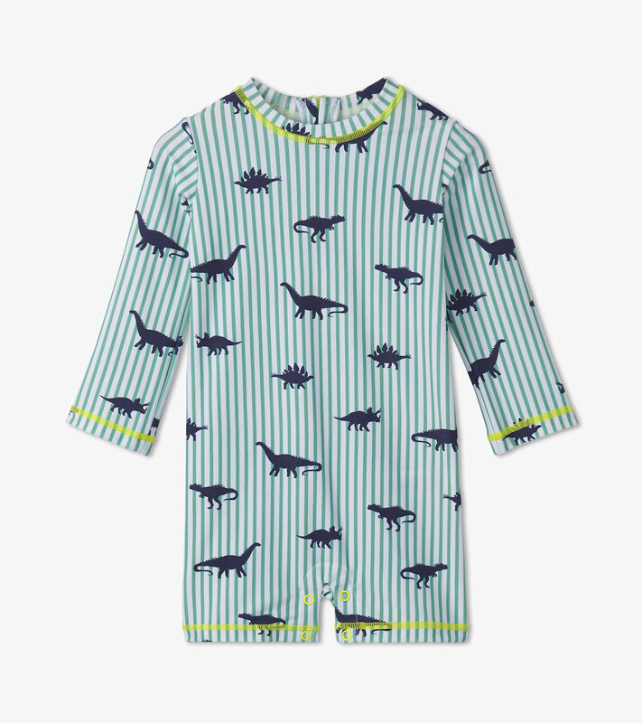 Hatley Hatley Airbrush Dino Stripes Rashguard Swimsuit