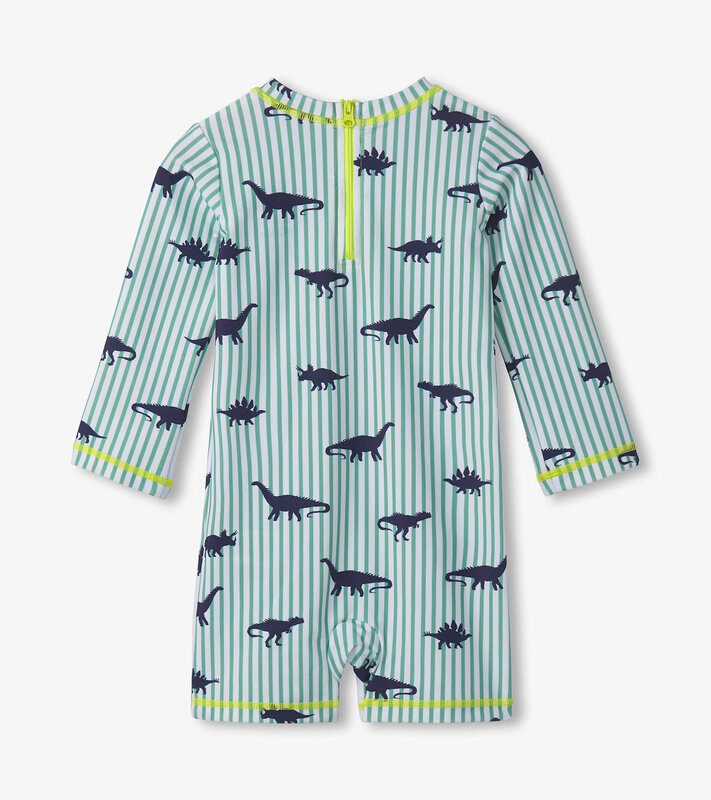 Hatley Hatley Airbrush Dino Stripes Rashguard Swimsuit