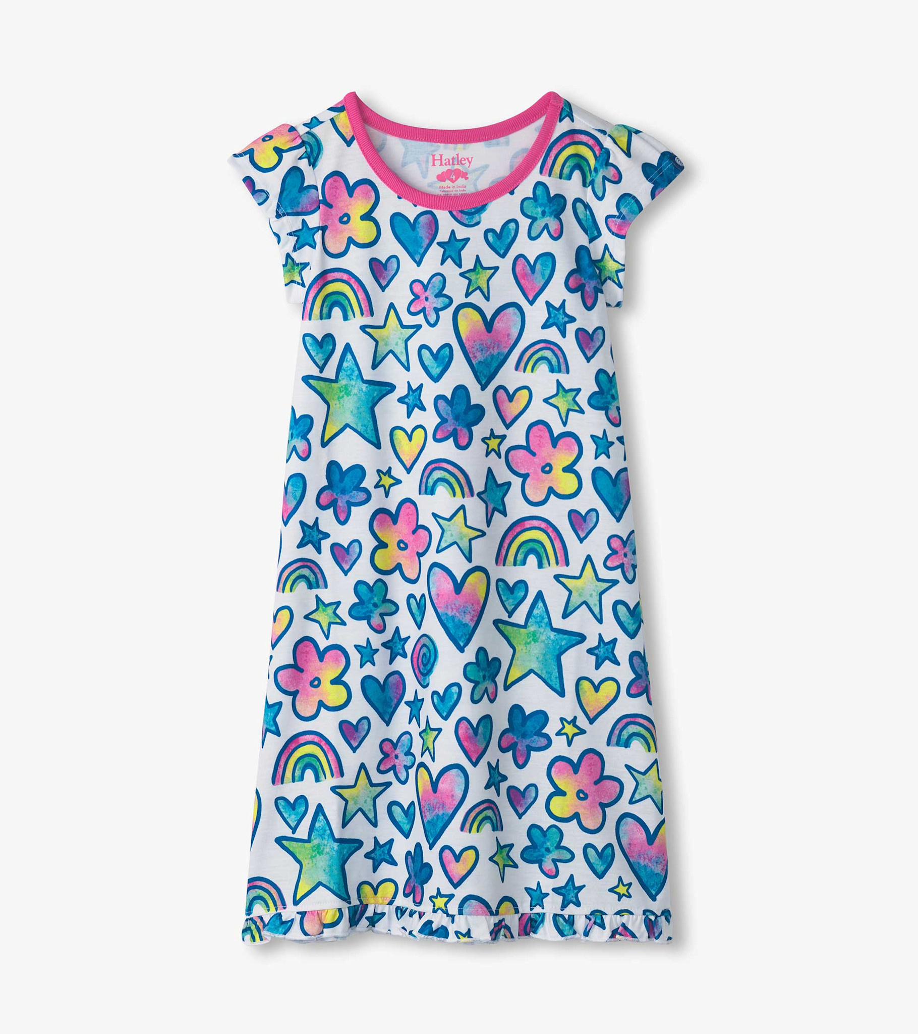 Hatley Hatley Watercolor Doodles Ruffle Hem Night Dress