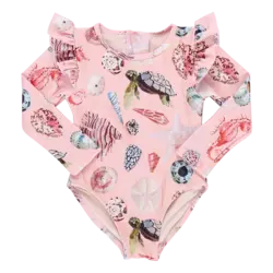 Pink Chicken Pink Chicken Watercolor Shells Rachel Swimsuit