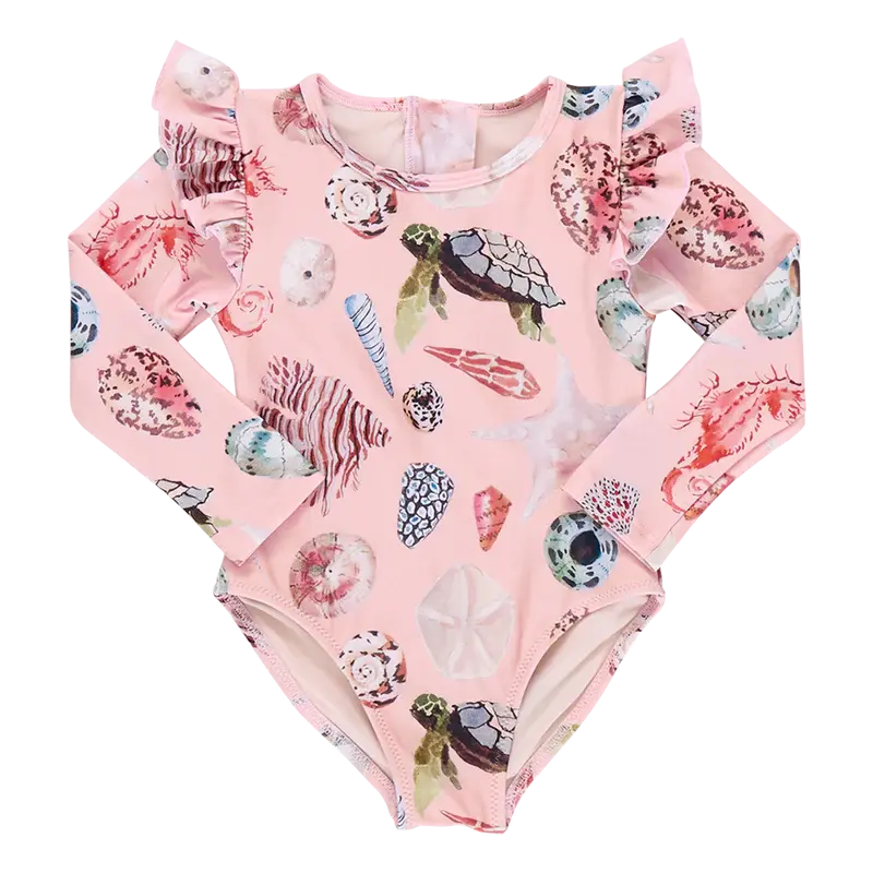 Pink Chicken Pink Chicken Watercolor Shells Rachel Swimsuit