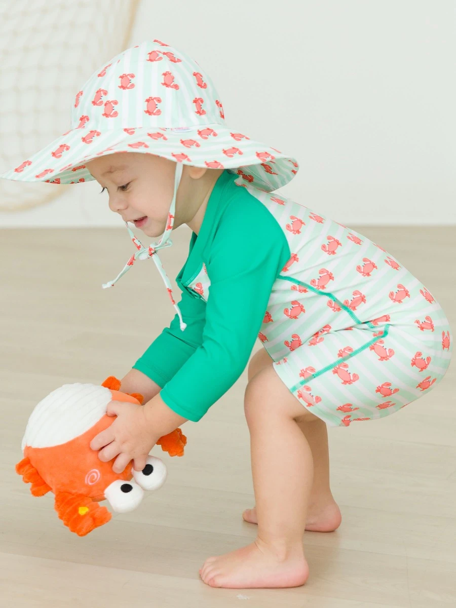 RuffleButts Rufflebutts Crabby Cove Printed Sun Protective Hat