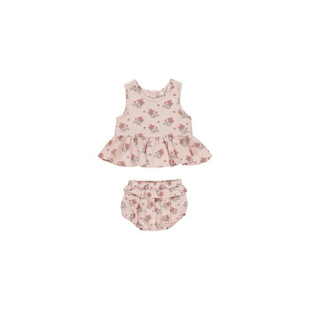 Quincy Mae Quincy Mae Sleeveless Peplum Vintage Floral Set