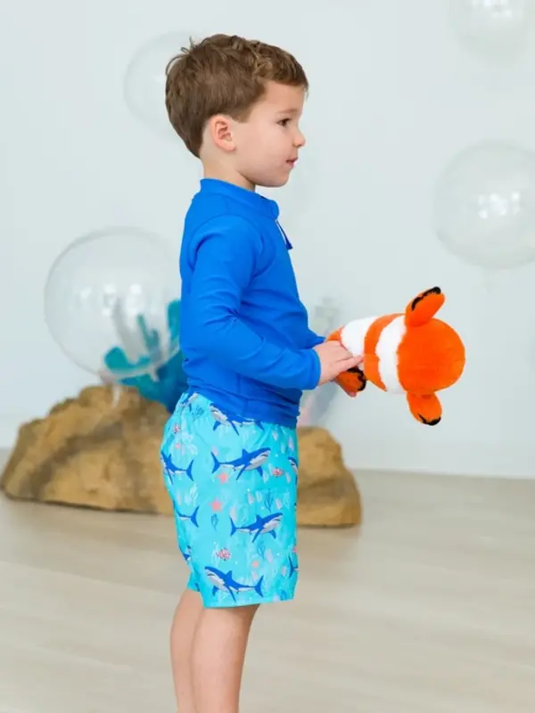 RuffleButts Rufflebutts Fintastic Swim Trunks