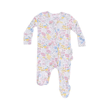 Angel Dear Angel Dear Viola Floral 2 Way Zipper Ruffle Back Footie
