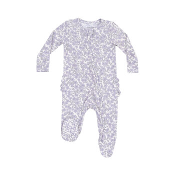 Angel Dear Angel Dear Forget Me Not Floral 2 Way Zipper Ruffle Back Footie
