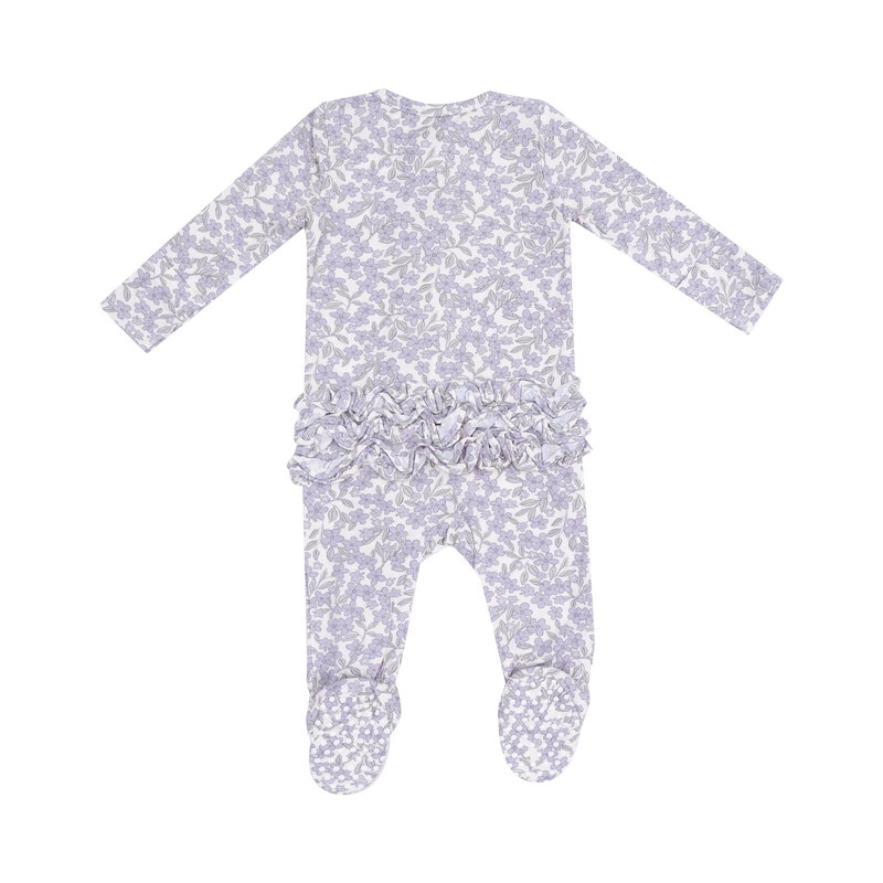 Angel Dear Angel Dear Forget Me Not Floral 2 Way Zipper Ruffle Back Footie