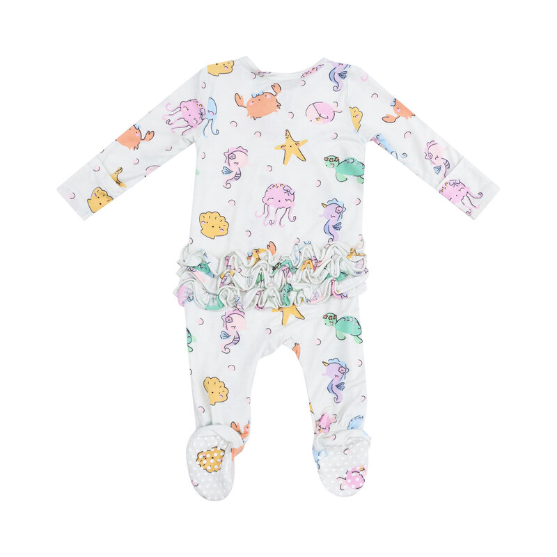 Angel Dear Angel Dear Cutie Sea Creatures 2 Way Zipper Ruffle Back Footie