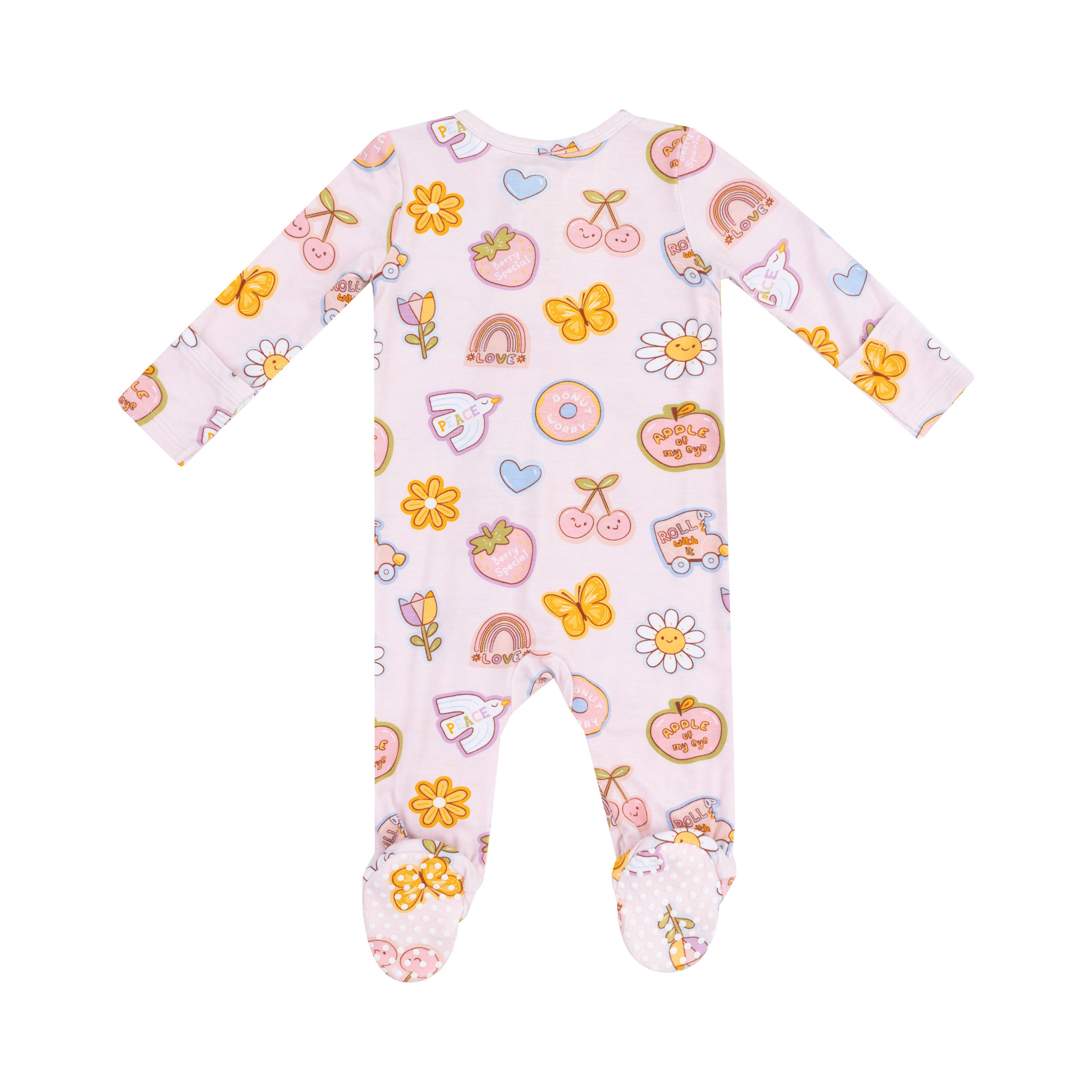 Angel Dear Angel Dear Groovy Vibes Stickers Pink 2 Way Zipper Footie