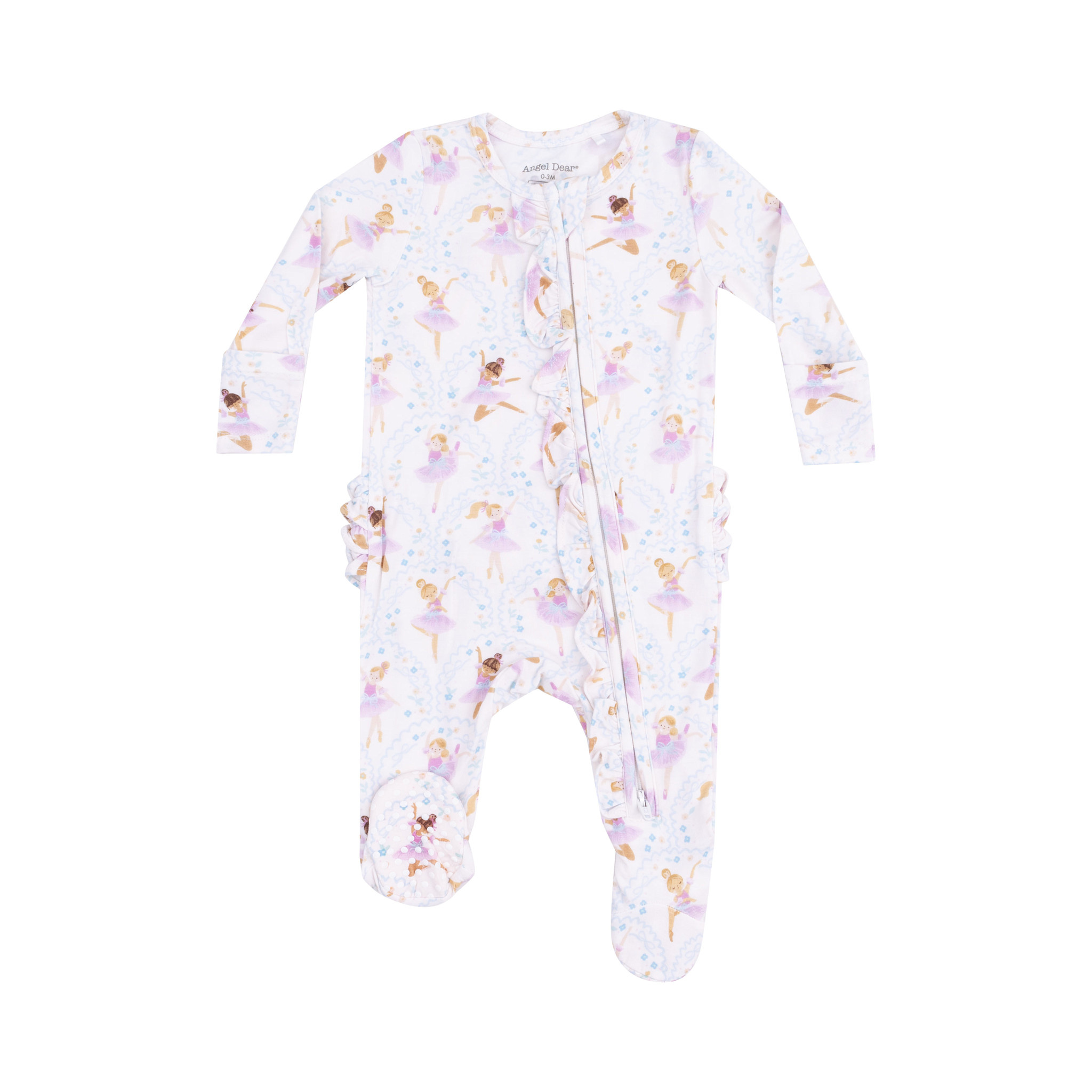 Angel Dear Angel Dear Bow Ballerinas 2 Way Ruffle Zipper Footie