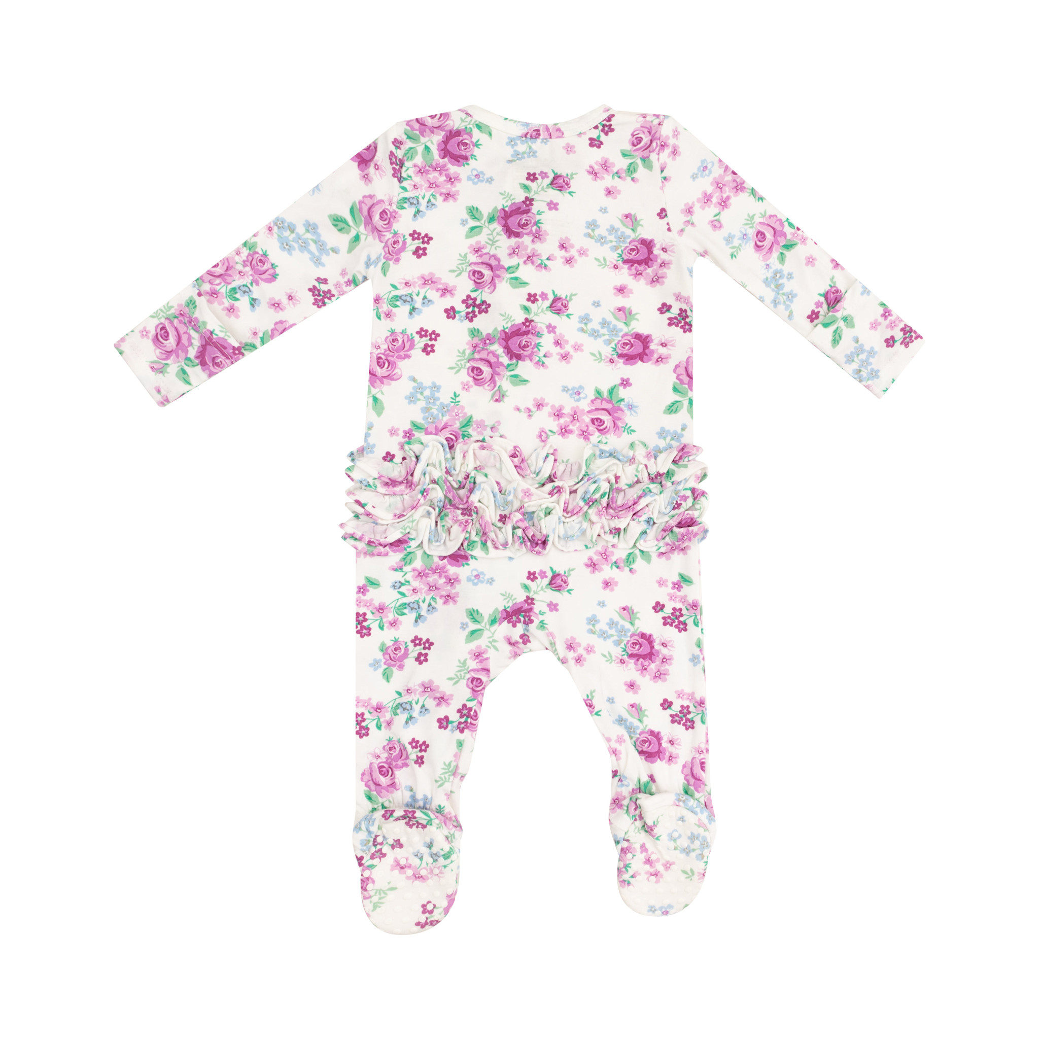 Angel Dear Angel Dear Cute Little Roses Ruffle Front Zipper Footie