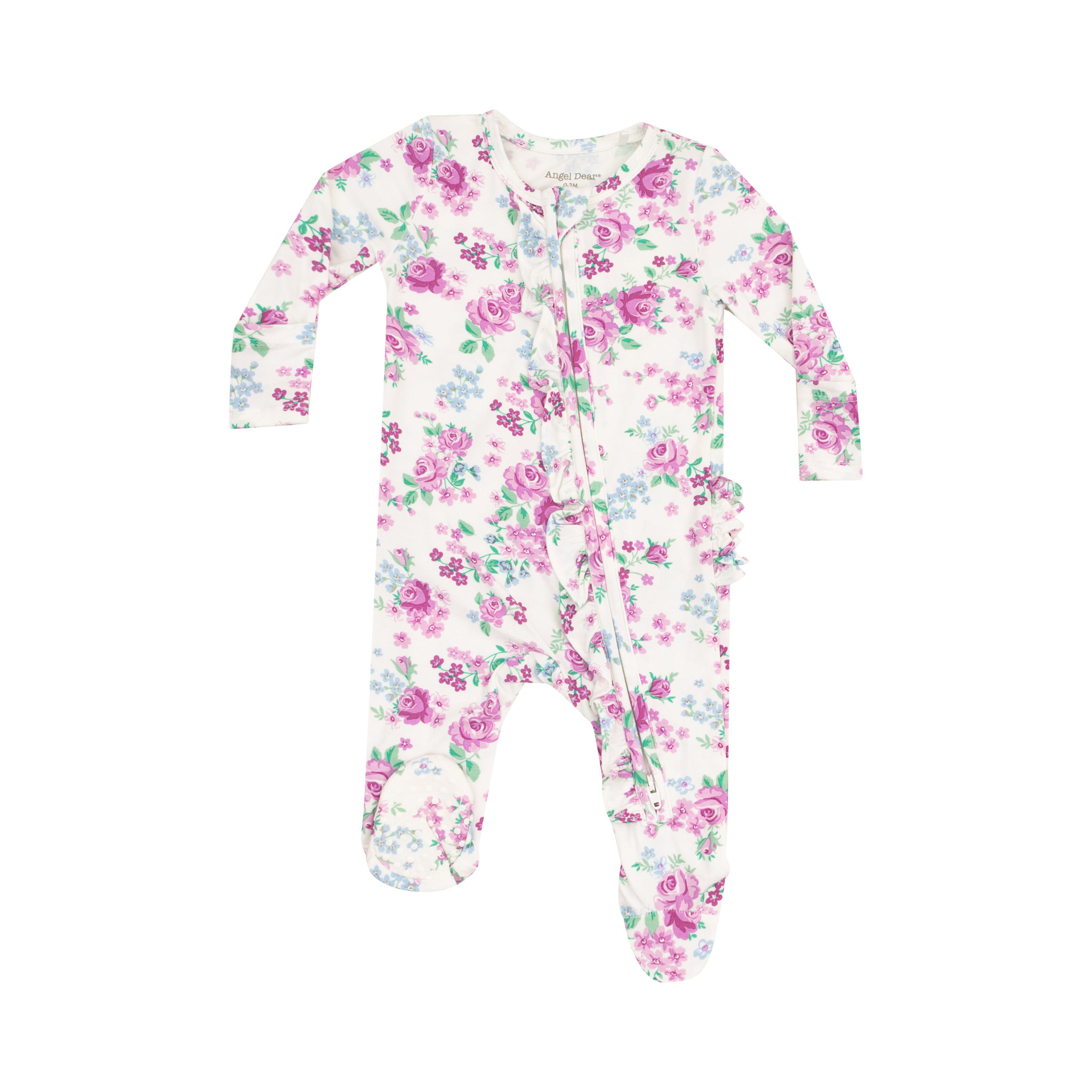Angel Dear Angel Dear Cute Little Roses Ruffle Front Zipper Footie