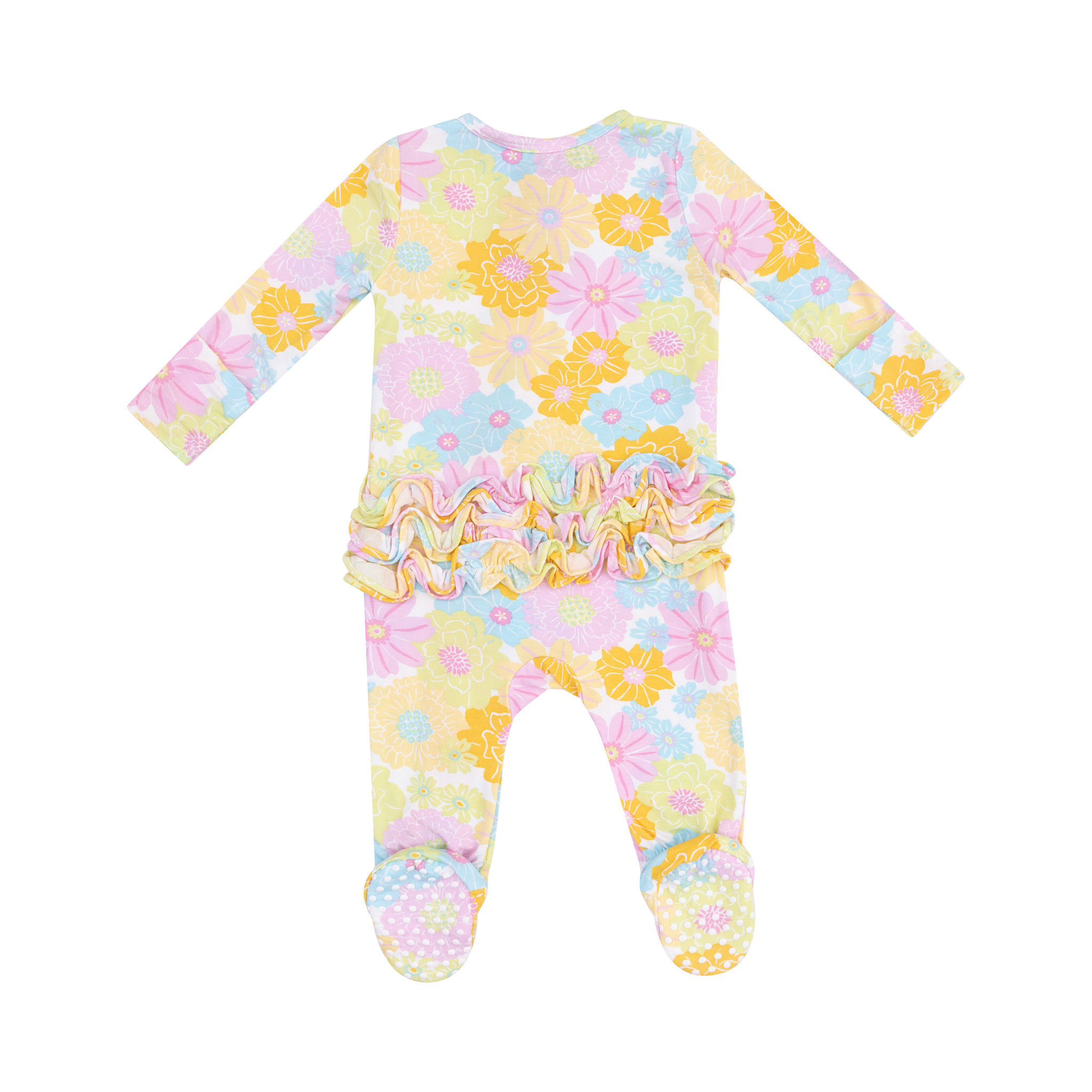Angel Dear Angel Dear Sunny Dahlias 2 Way Ruffle Zipper Footie
