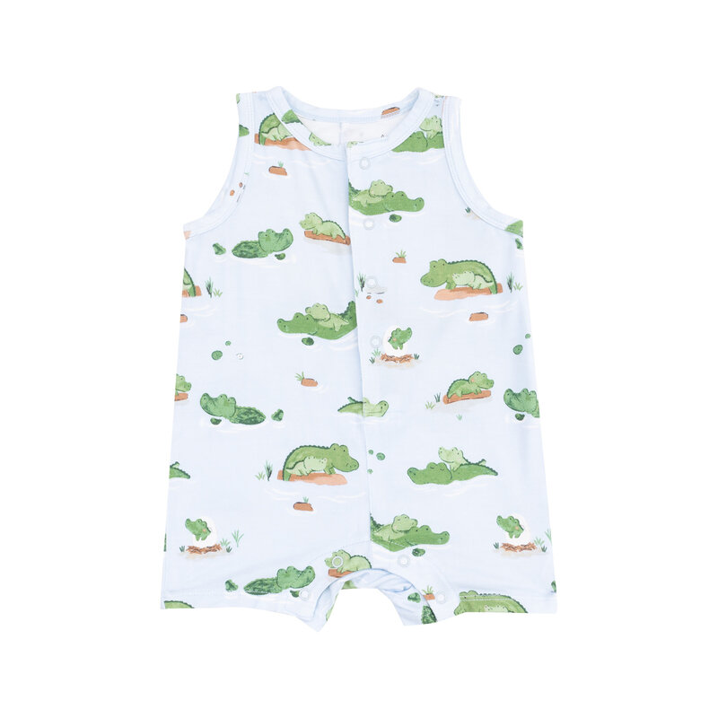Angel Dear Angel Dear Alligator Blue Sleeveless Shortie Romper