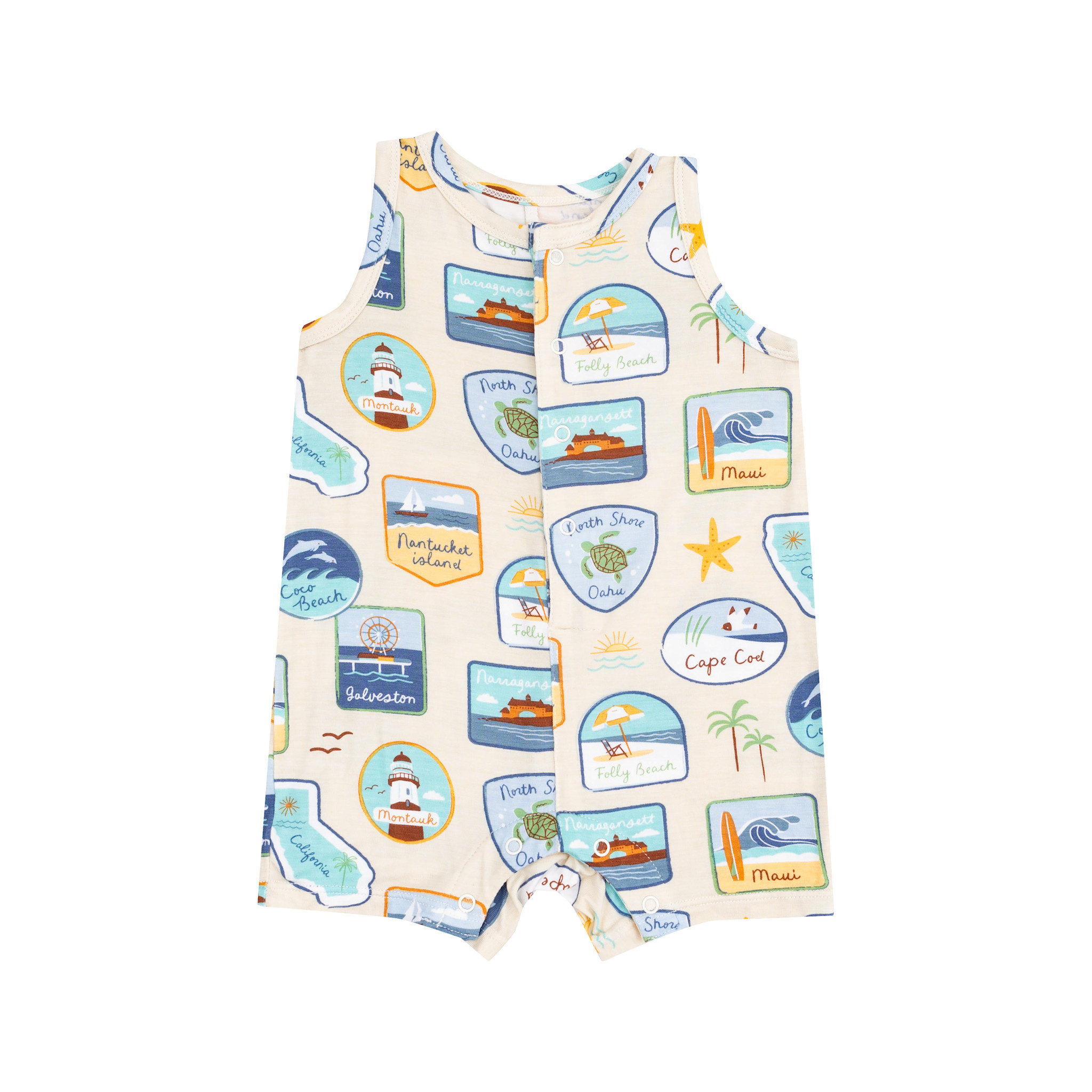Angel Dear Angel Dear Beach Patches Sleeveless Shortie Romper