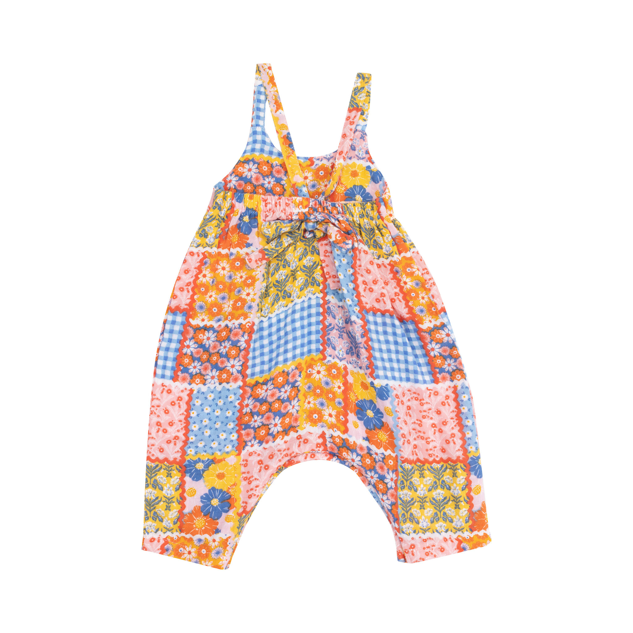 Angel Dear Angel Dear Ric Rac Patchwork Tie Back Romper