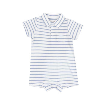 Angel Dear Angel Dear French Stripe Dusty Blue Polo Shortie