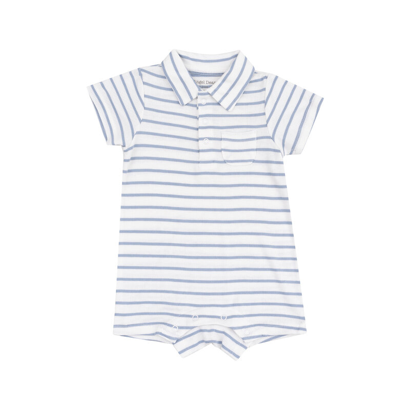 Angel Dear Angel Dear French Stripe Dusty Blue Polo Shortie