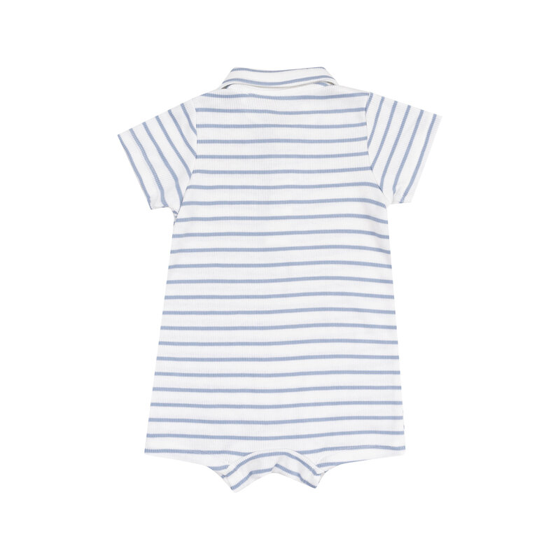 Angel Dear Angel Dear French Stripe Dusty Blue Polo Shortie