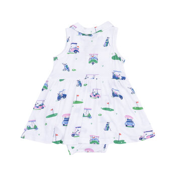Angel Dear Angel Dear Vintage Golf Carts Pink Polo Collar Bodysuit Dress