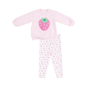 Angel Dear Angel Dear Strawberry Oversize Applique Sweatshirt & Leggings