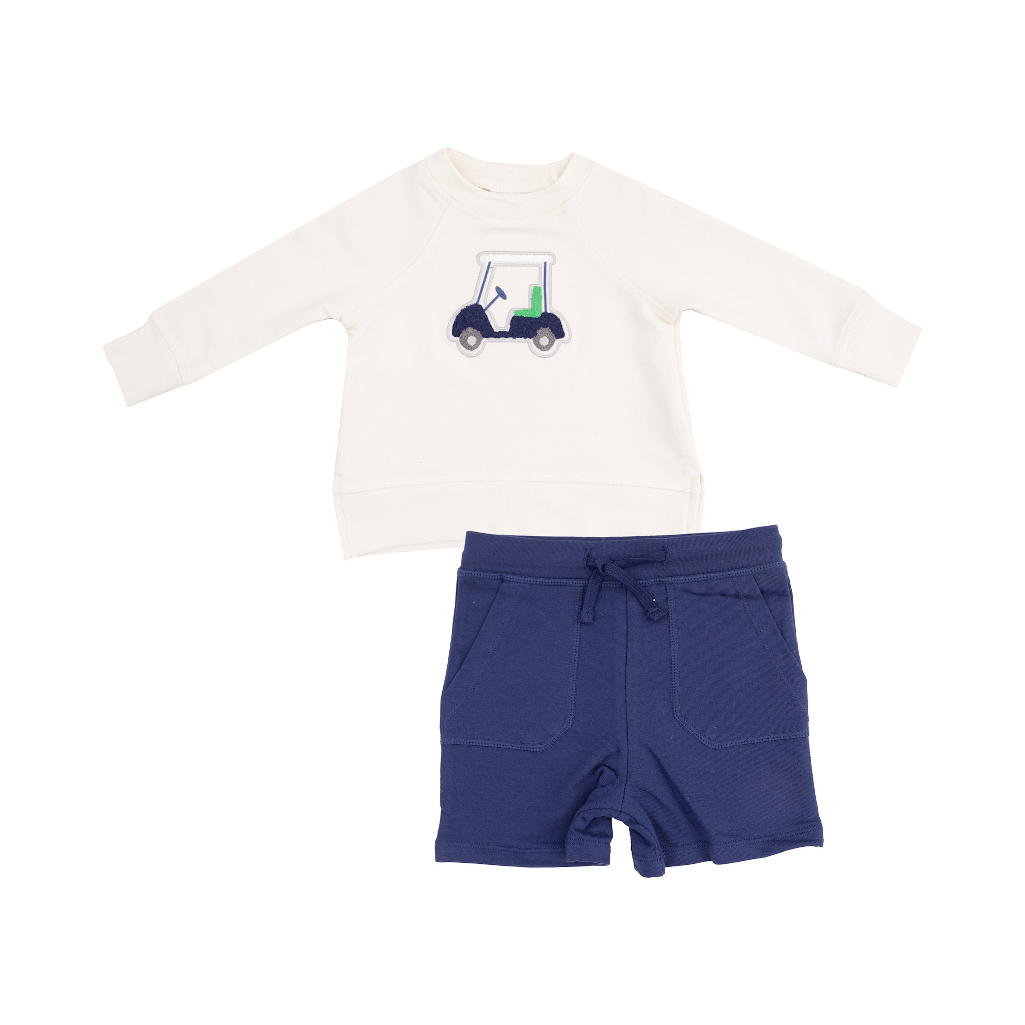 Angel Dear Angel Dear Golf Cart Blue French Terry Raglan Sweatshirt & Shorts Set