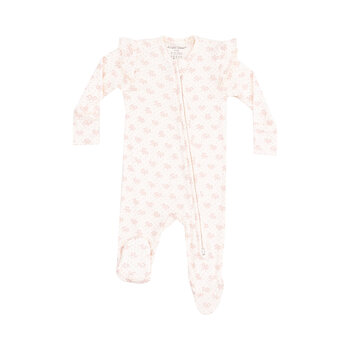 Angel Dear Angel Dear Vintage Mini Bows 2 Way Ruffle Sleeve Zipper Footie