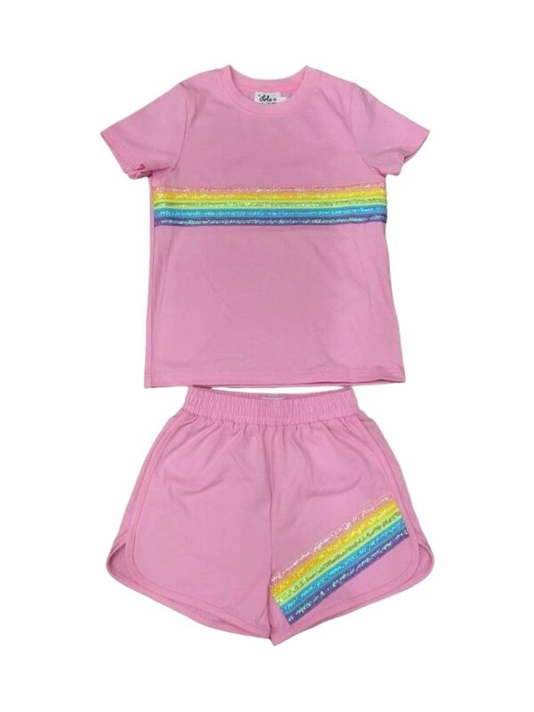 Lola & the Boys Lola & The Boys Rainbow Sequin Short Set