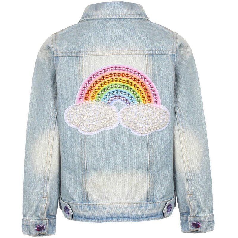 Lola & the Boys Lola & The Boys Rainbow Pearl Denim Jacket