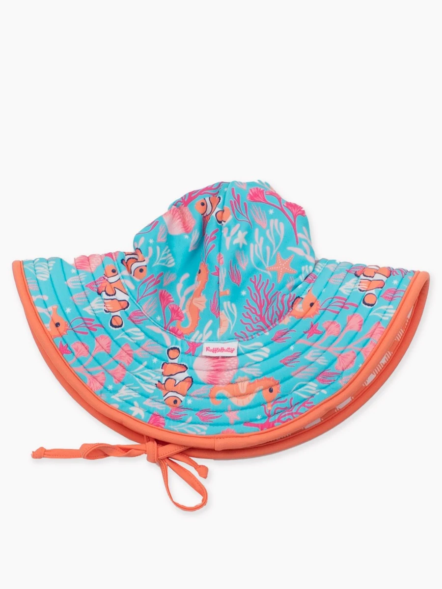 RuffleButts Rufflebutts Ocean Tides Reversible Swim Hat