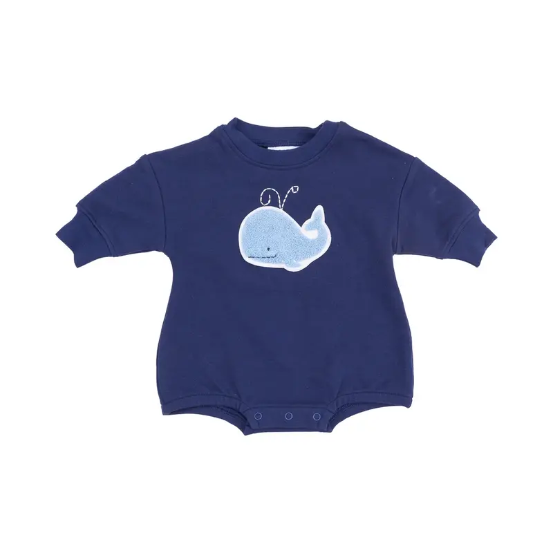 Angel Dear Angel Dear Bubbly Whale Blue French Terry Sweatshirt Bubble