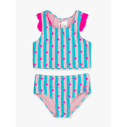 RuffleButts Rufflebutts Neon Star Girls Racerback Flutter Tankini