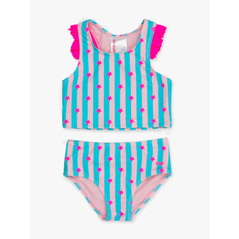 RuffleButts Rufflebutts Neon Star Girls Racerback Flutter Tankini