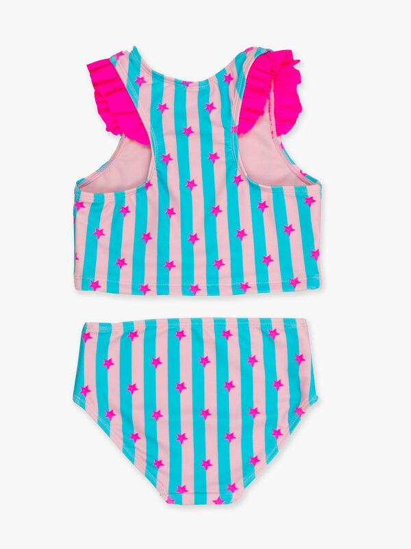 RuffleButts Rufflebutts Neon Star Girls Racerback Flutter Tankini