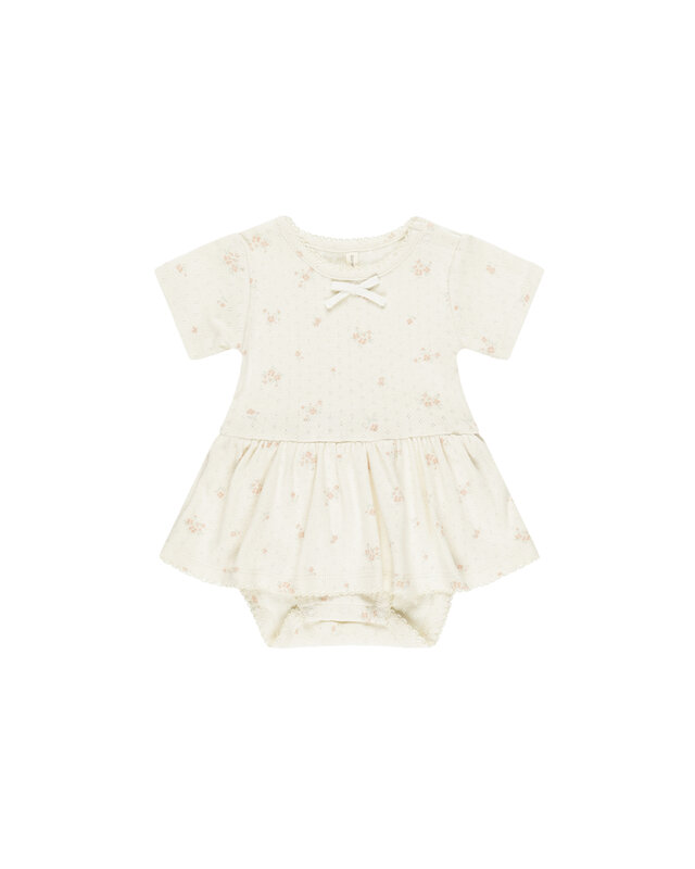 Quincy Mae Pointelle Skirted Bodysuit - Pink Ditsy Quincy Mae Pointelle Skirted Bodysuit - Pink Ditsy