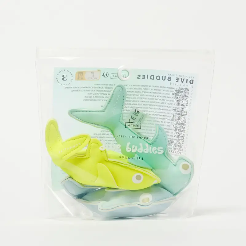 Sunny Life Sunny Life Salty the Shark Dive Buddies Aqua Neon Yellow Set of 3