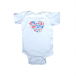 Sidetrack Sidetrack Short Sleeve Boston Icons Heart Bodysuit