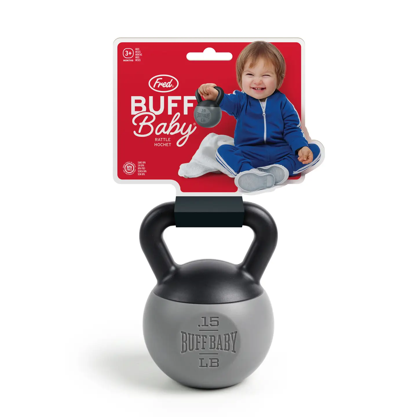 Fred & Friends Buff Baby - Kettlebell Rattle